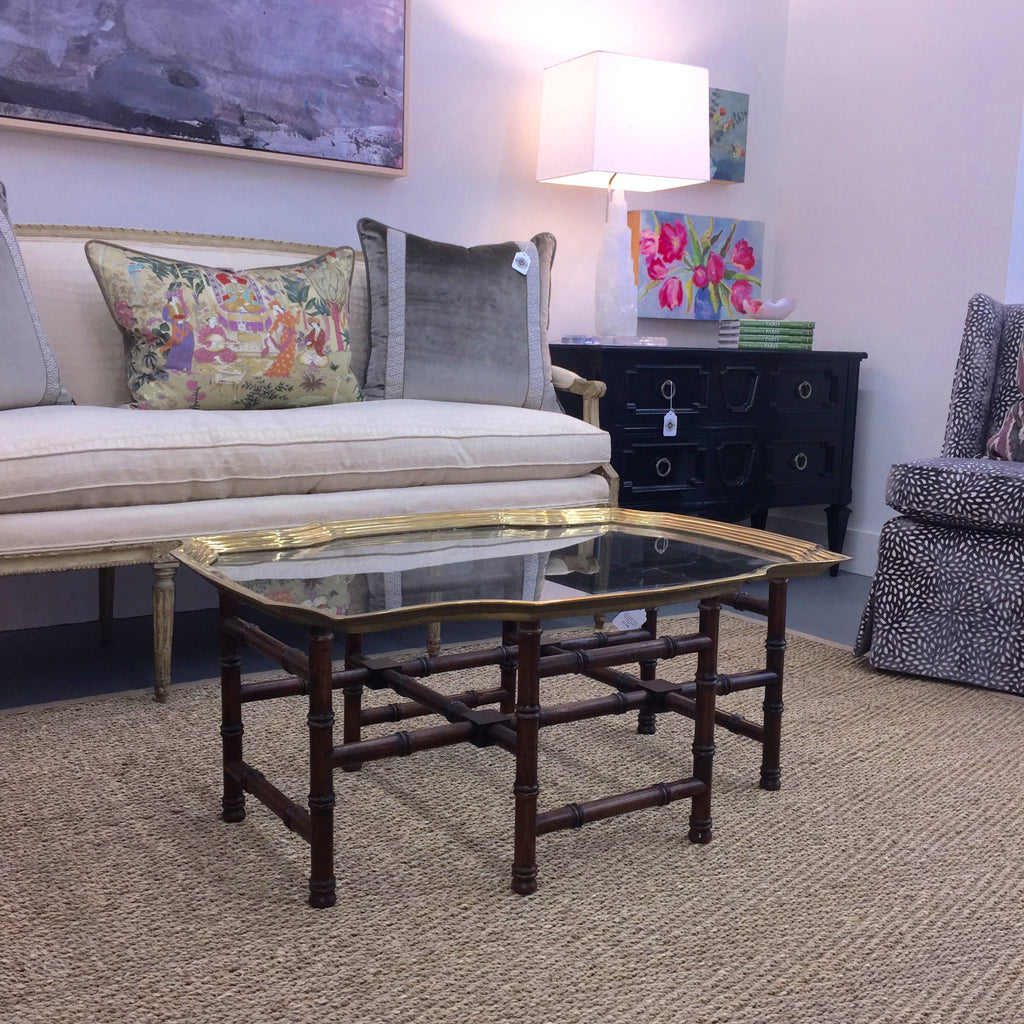 Vintage Brass + Faux Bamboo Coffee Table - Park + Eighth