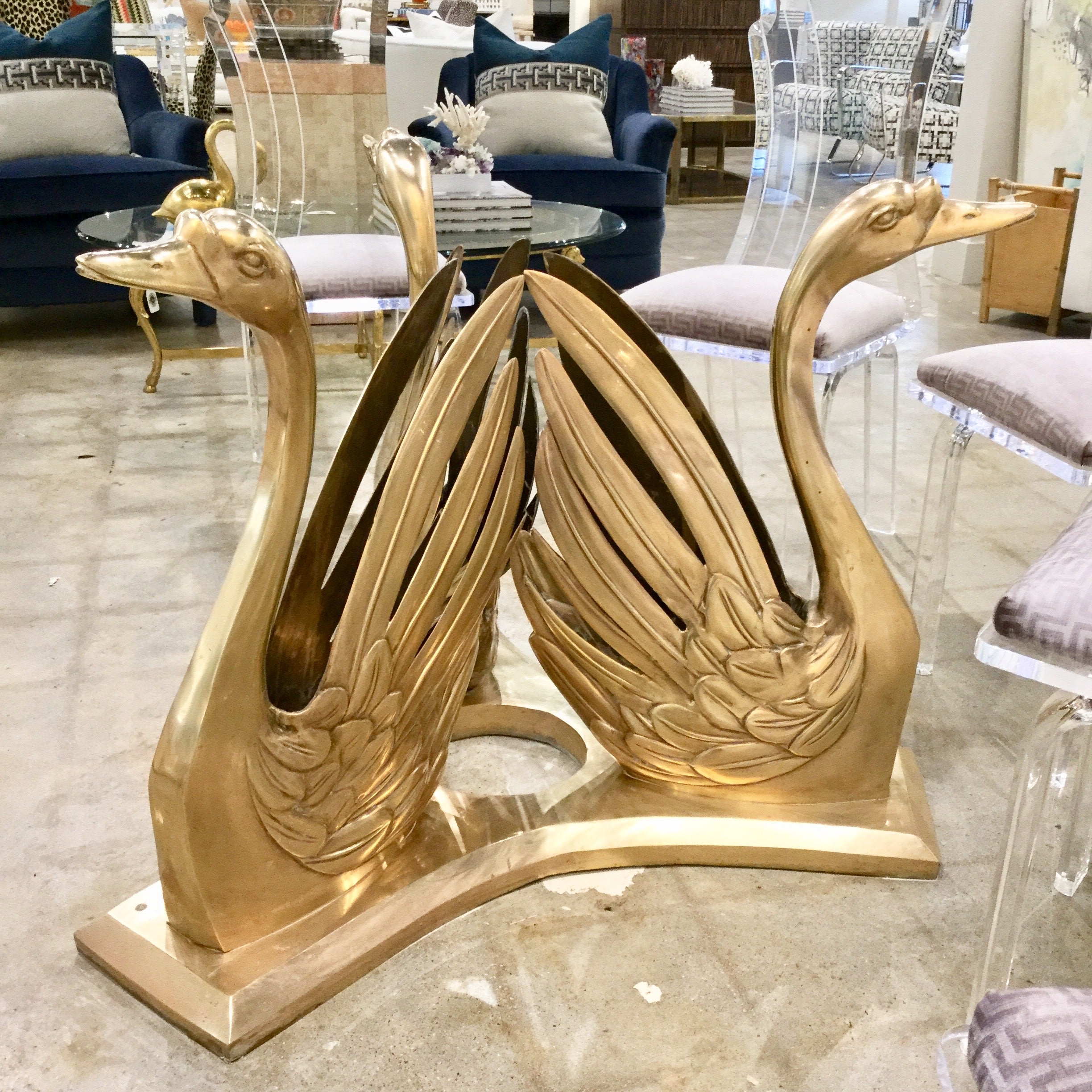 Vintage Brass Swan Table Base - Park + Eighth