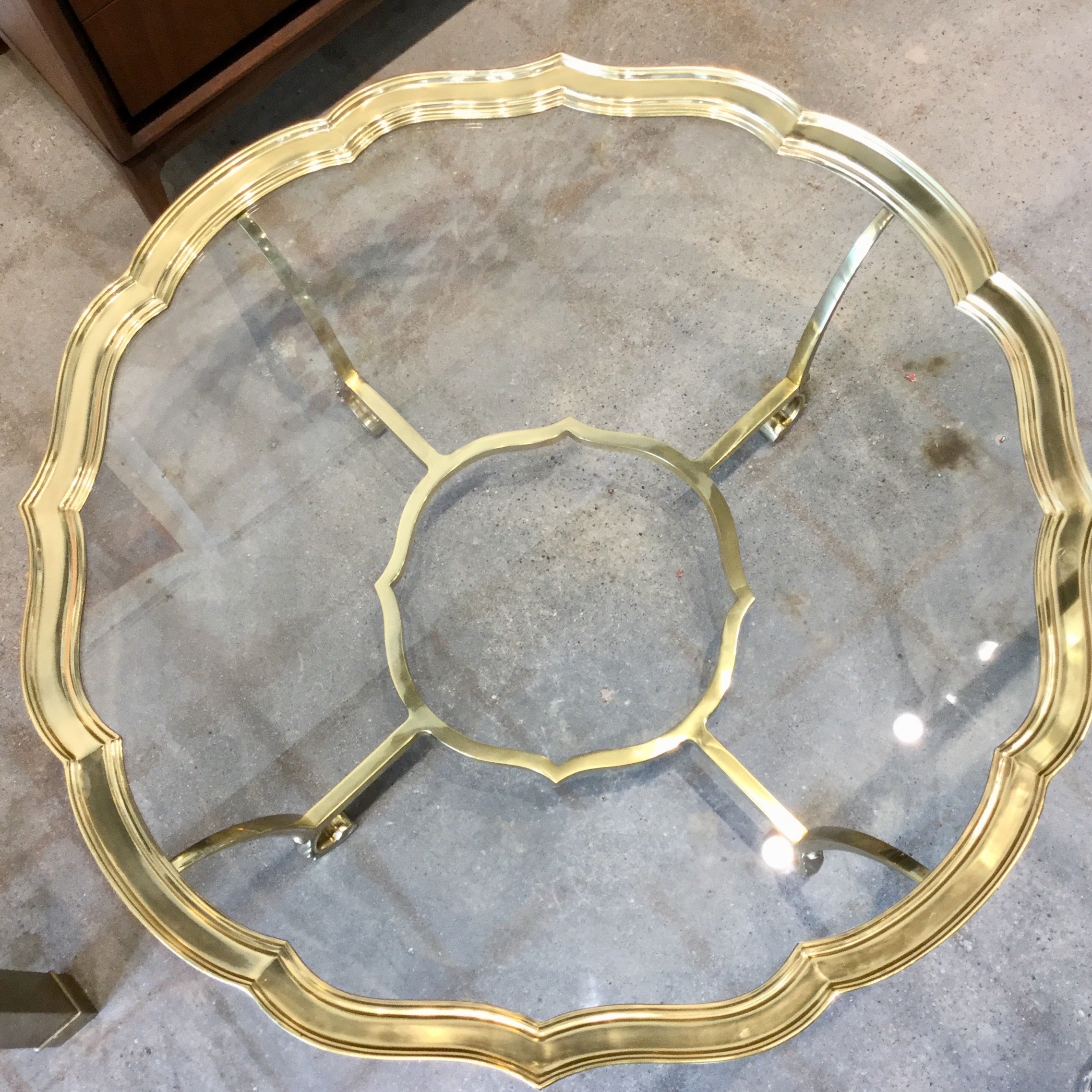 Vintage La Barge Scalloped Brass and Glass Coffee Table - Park + Eighth