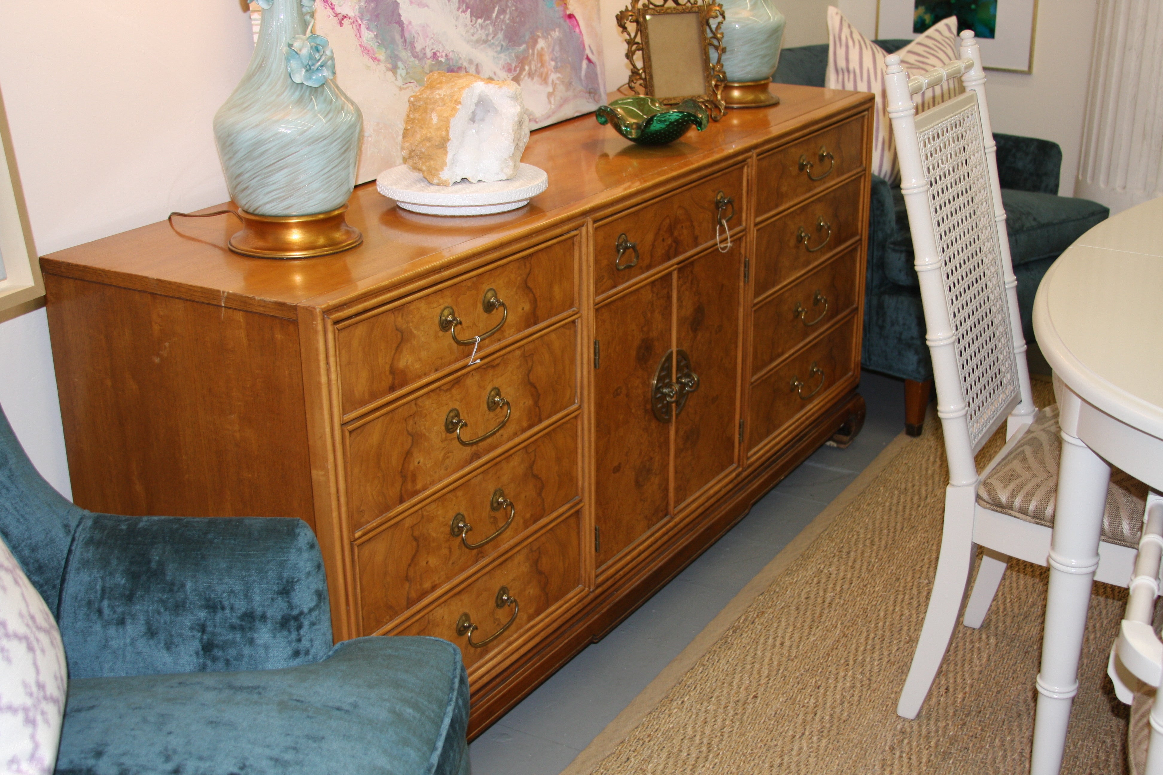 SOLD! Dresser| console| Tv console| credenza| purple| vintage dresser|  home| 9 drawer| entryway| lacquer| customizable