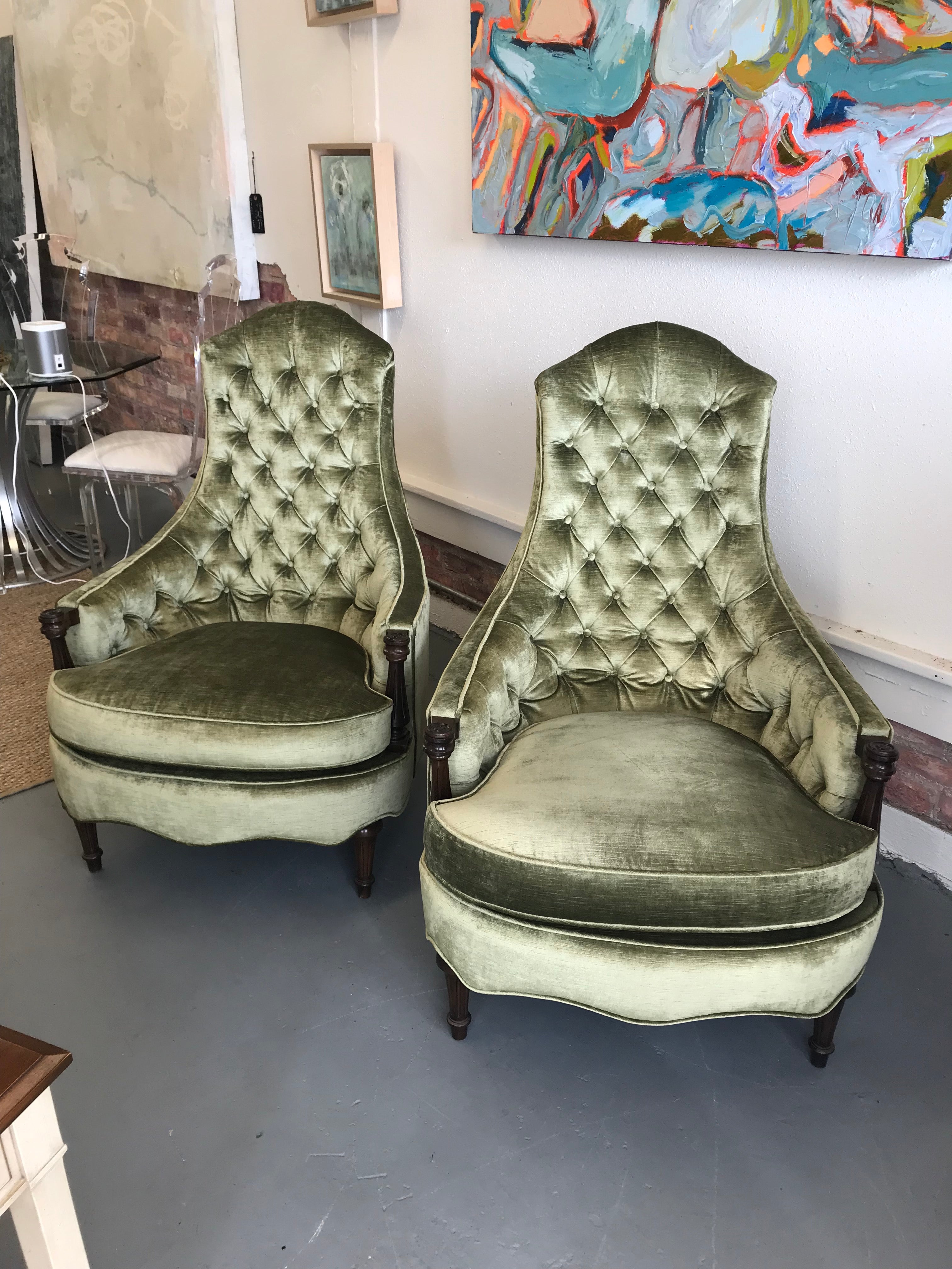 Hollywood Regency Style Tufted Velvet Chairs (Pair) - Park + Eighth